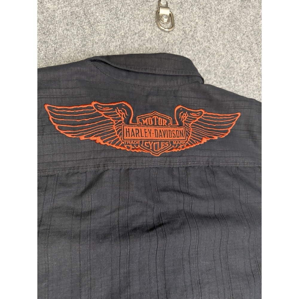 Men's Harley Davidson Black Button Up Shirt Size XXL Wing Logo Biker